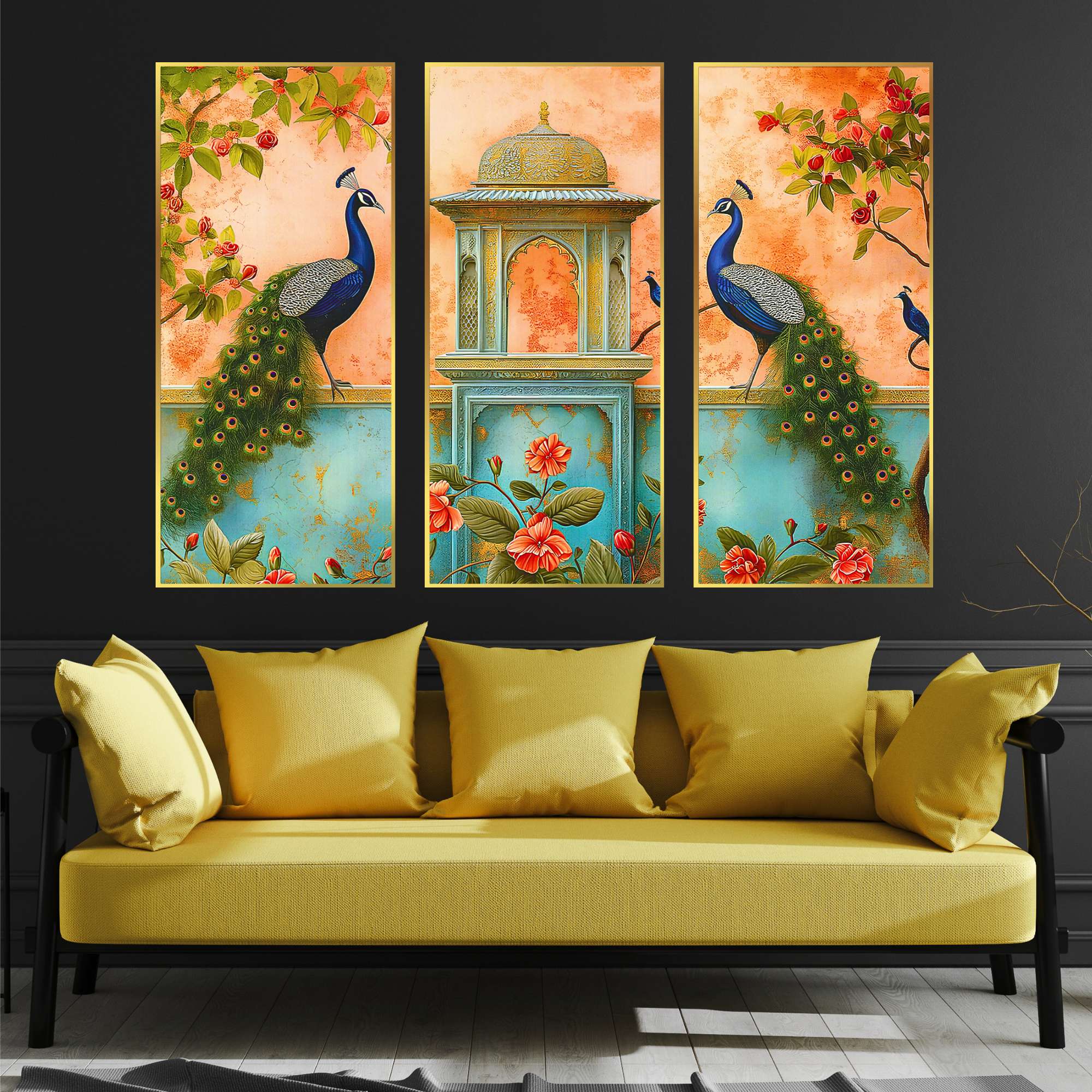 Set of Two Wall Paintings for Wall Dacoration Golden Framed Wall Paintings for Living Room & Bedroom Wall Art for Home Decoration & Office Wall Décor (14x11 inch CH-GD2-22)