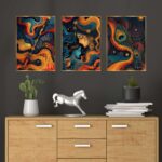 Set of Three Wall Paintings for Wall Dacoration Golden Framed Wall Paintings for Living Room & Bedroom Wall Art for Home Decoration & Office Wall Décor (18x12 inch CH-GD3-3)