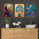 Set of Three Wall Paintings for Wall Dacoration Golden Framed Wall Paintings for Living Room & Bedroom Wall Art for Home Decoration & Office Wall Décor (24x18 inch CH-GD3-11)